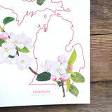 Michigan Apple Blossom State Flower Print