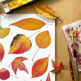 Autumn Leaves Print Watercolor