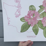 Washington State Print Rhododendrons Watercolor