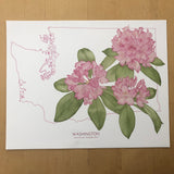 Washington State Print Rhododendrons Watercolor