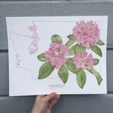 Washington State Print Rhododendrons Watercolor
