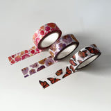 Watercolor Washi Tape - Spring flowers + monarchs