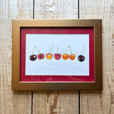 Cherries Watercolor Original Framed Painting
