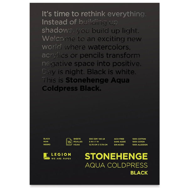 Stonehenge Aqua Coldpress BLACK Watercolor Paper