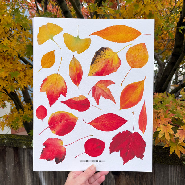 Autumn Leaves Print Watercolor