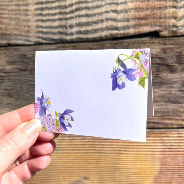Watercolor Place Cards - Purple Lilac & Columbine Flowers