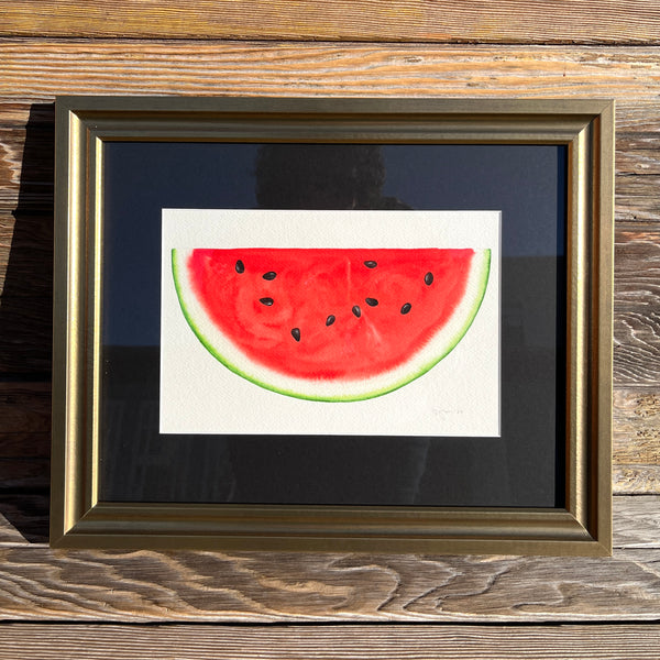 Watermelon Watercolor Original Framed Painting