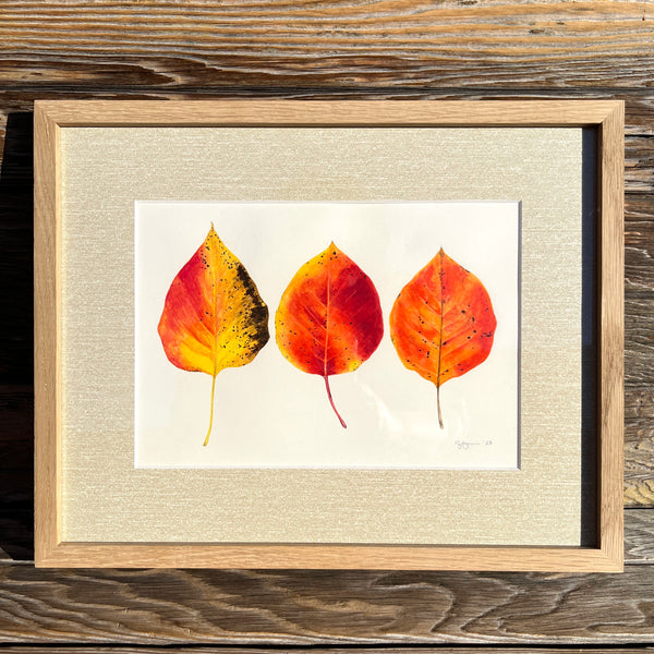 Autumn Leaves Watercolor Original Framed Painting