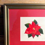 Poinsettia Watercolor Original Framed Painting