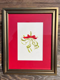 Mistletoe Watercolor Original Framed Painting