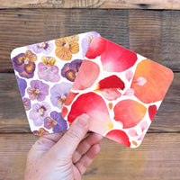 Watercolor Paper Coasters - Petals & Pansies