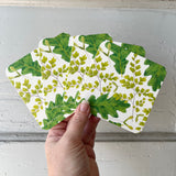 Watercolor Paper Coasters - Green & Yellow Leaves