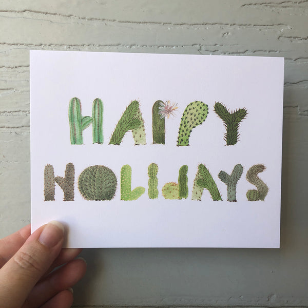 Happy Holidays Cactus Greeting Card