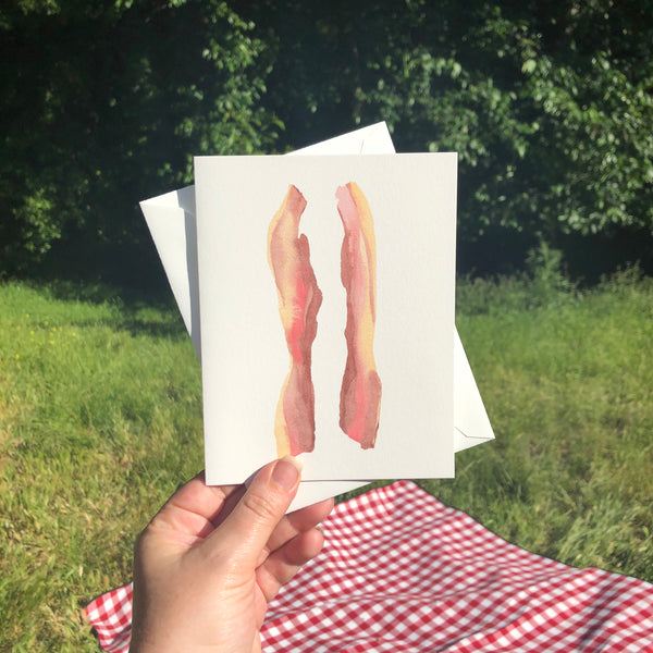 Bacon Watercolor Greeting Card