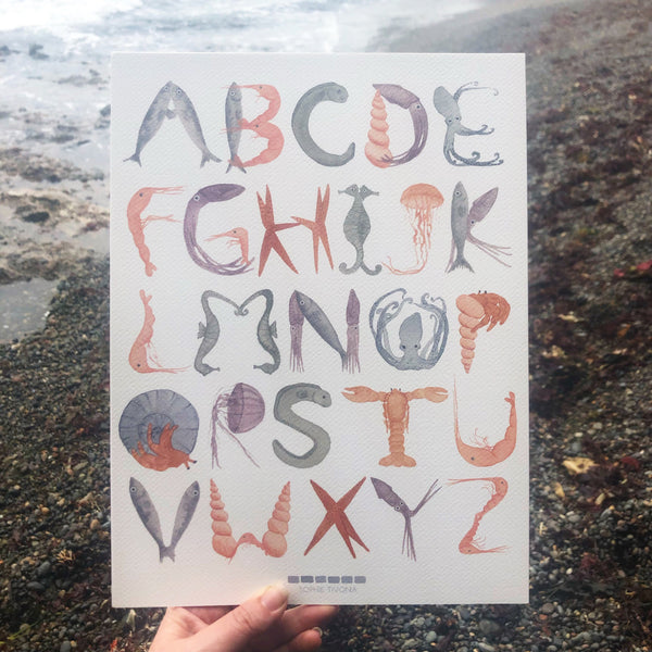 Sea Life Alphabet Giclée Print
