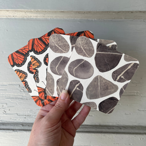 Watercolor Paper Coasters - Monarchs & Rocks