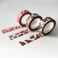 Watercolor Washi Tape - Spring flowers + monarchs